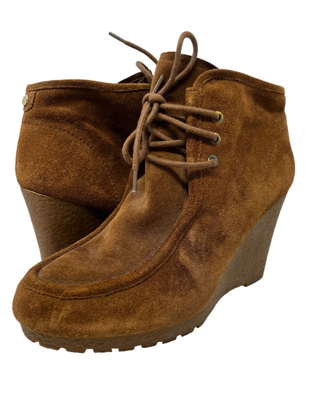 MICHAEL Michael Kors Brown Suede Lace-Up Wedge Ankle Boots